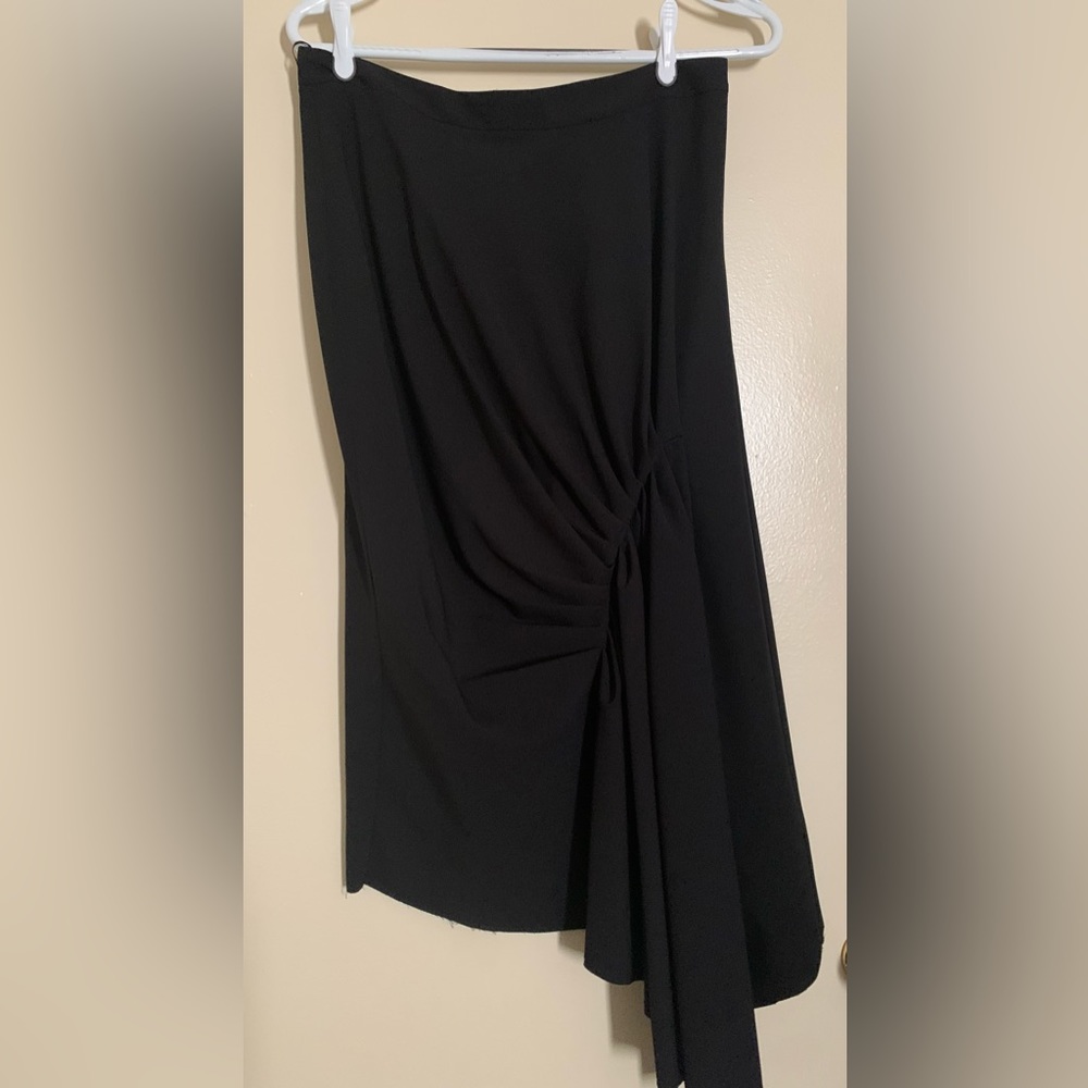 Asymmetrical black midi skirt, size 8.
